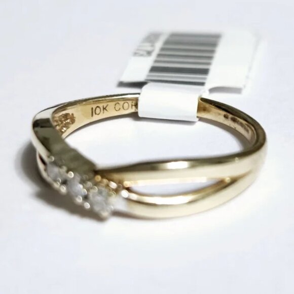 10K Gold Trinity Eternity / Engagement Diamond 3 Stone Ring size 6.5 - Picture 1 of 8